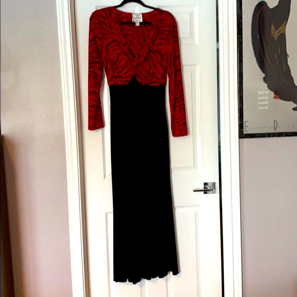 Joseph Ribkoff Red Zebra & Black Maxi Dress